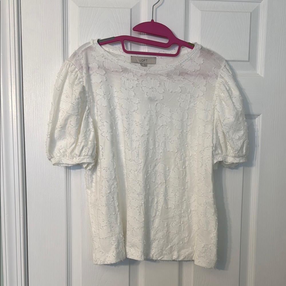 LOFT Women's White Lace Top